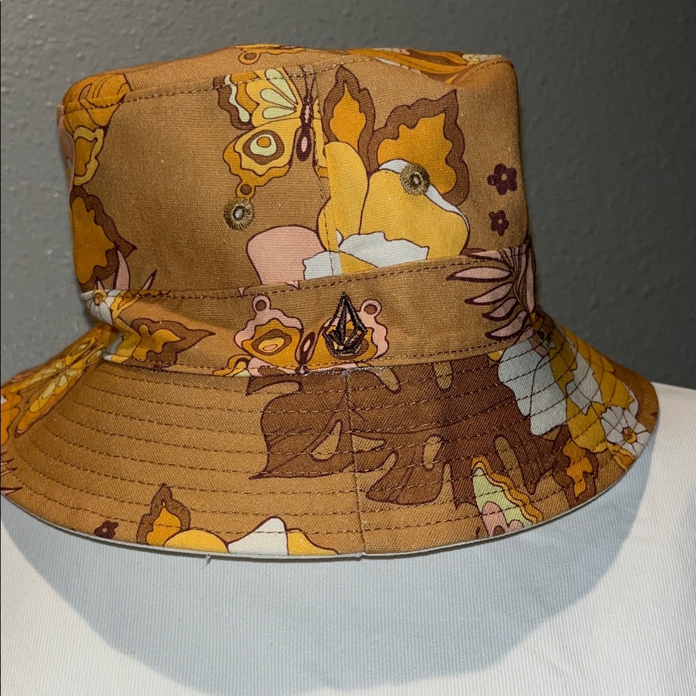 Volcom Women's Floral Bucket Hat - Tan and Yellow
